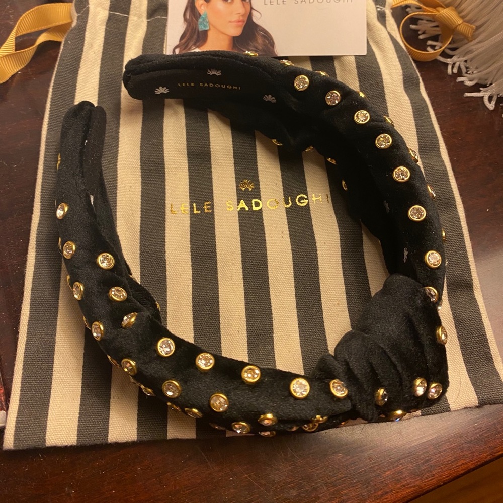 Lele Sadoughi Black Crystal Headband